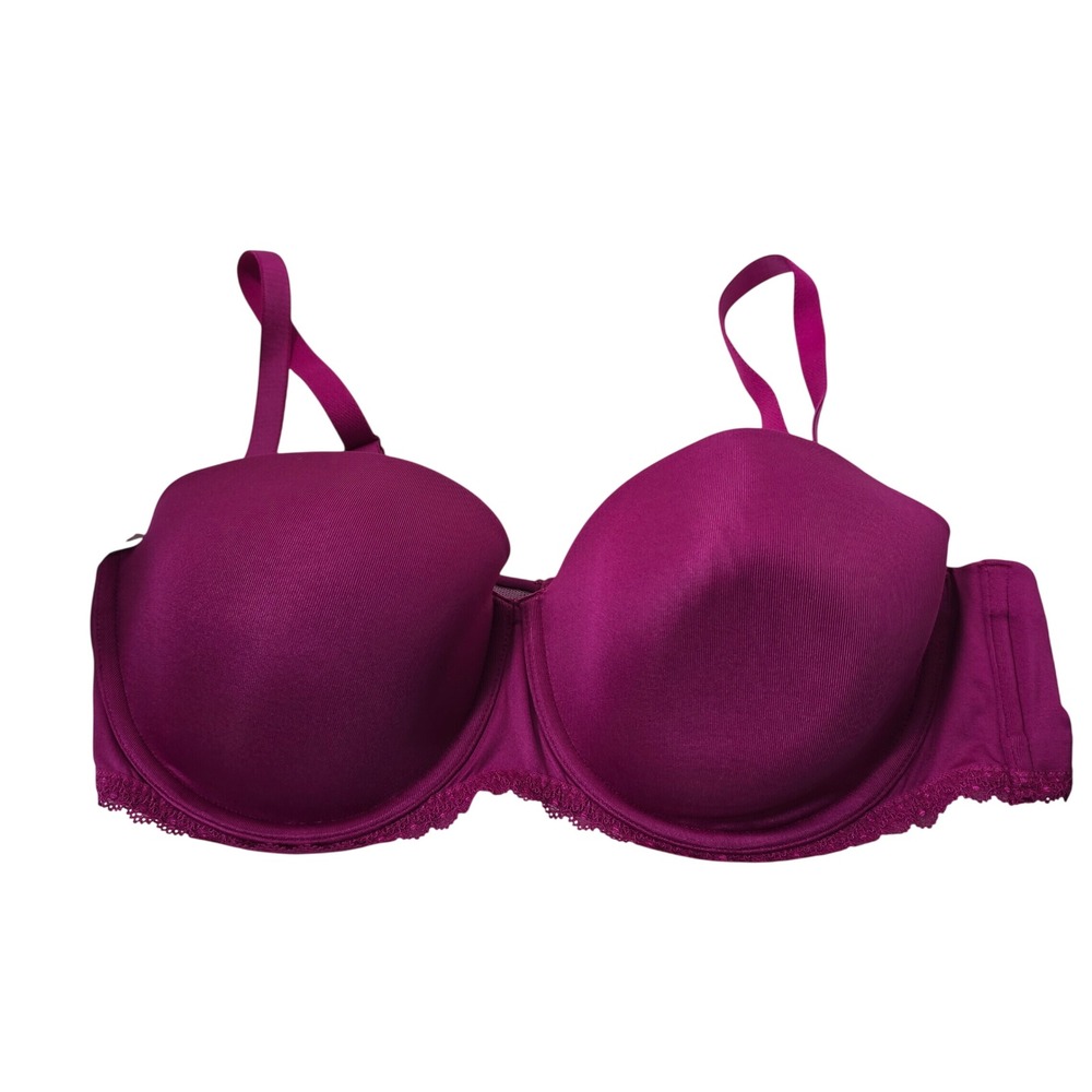 Maurices T-Shirt Bra Women 38C Magenta Underwire Lace Trimโ Full Coverage NEW